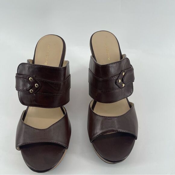Liz Claiborne Women’s Brown Faux Leather Slip-On Platform Wedge Sandals Size 9 - Picture 6 of 16